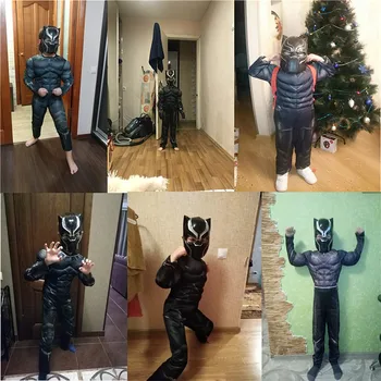 Otrok Black Panther Cosplay Kostum Državljanske Vojne Kapetan Božič Vlogo Igra Super Junak Halloween Party Dress Up Dres