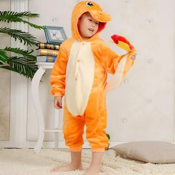 Otrok Charmander Pajama Fant, Fant, Dekle Anime Splošno Leopard Pijama Onesie Onepiece Baby Živali Sleepwear Cosplay