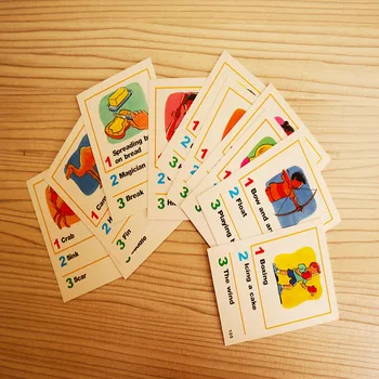 Otrok Interaktivni nteresting Borad Igre Charades za otroke Akcije Pokaži Igre Zgodnjega Učenja Kognitivnih Kartico