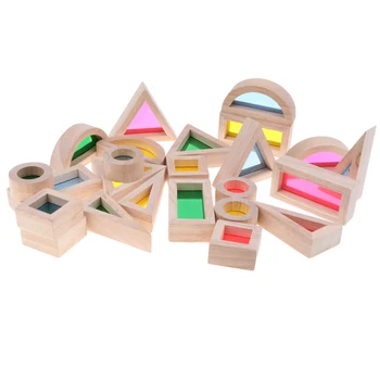 Otroška Igrača Mavrica Buliding Lesenih Blokov Zlaganje Začetku Izobraževalne Igrače Darilo