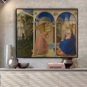 Oznanjenje za Fra Angelico Portret Oljna slika na Platnu Plakatov in Fotografij Skandinavskih Umetnosti Stenske Slike za dnevno Sobo