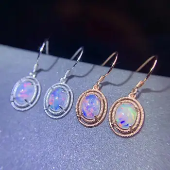 Očarljivo Opal gemstone uhan srebrno kljuko za lepe ženske, fine nakit ognjemet naravno sijoče dragulj 925 srebro uhan darilo