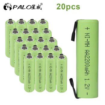 PALO 1,2 V AA baterija 2200mah 2A ni-mh baterij nimh celice paket z zavihki zatiči za Philips Braun električni brivnik toothbrus