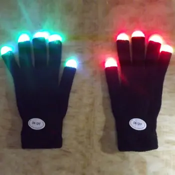 Par Pisanih LED Rokavice Rave Svetlobe Prst Osvetlitev Utripa Rokavice Unisex okostje Rokavice Ribolov rokavice