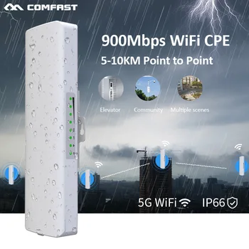 Park COMFAST Dolge razdalje, 5KM Zunanji Brezžični AP Usmerjevalnik Wi-fi Most 900Mbps 5Ghz WIFI CPE 12dBi Antene WI-FI Nanostation Pot