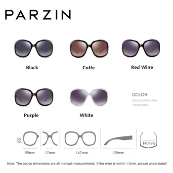 PARZIN Polarizirana Prevelik sončna Očala Ženske blagovne Znamke Modno Oblikovanje Velik Okvir Retro ženska Očala Črna UV400 Gafas De Sol Mujer