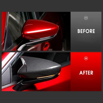 Pcmos Ogljikovih Vlaken ABS Rearview Mirror Okvir Trim Fit Za 2019 2020 Mazda 3 Ogledalo Zajema Nalepke Zunanjost Deli Styling 2Pcs
