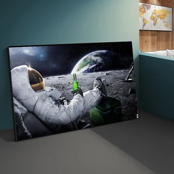 Piva Vesolje Zemlja Astronavt Luna Plakat Sodobne Platno Slikarstvo na Stenskih slikah, Za Dnevni Sobi Doma Dekor Cuadros