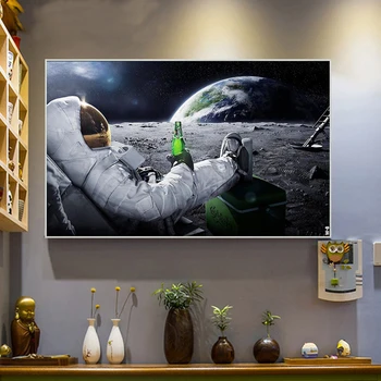 Piva Vesolje Zemlja Astronavt Luna Plakat Sodobne Platno Slikarstvo na Stenskih slikah, Za Dnevni Sobi Doma Dekor Cuadros