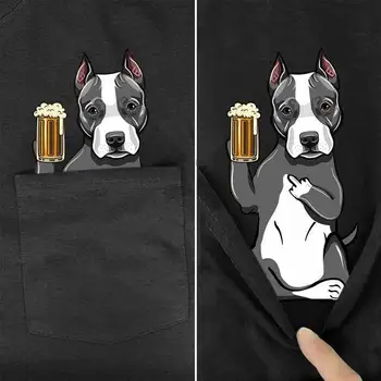 PLstar Kozmos Majica Fashion poletje žep pes printed majica s kratkimi rokavi moški za ženske majice, vrhovi smešno bombaž black tees