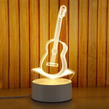 Plug 3D Grad/Eifflov Stolp/Cvetlični/Guitar obliko LED Nočna Lučka Soba nočno omarico Nočna Lučka za Spanje Svetlobe