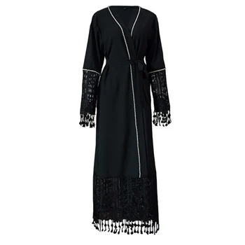 Plus Velikost Maxi Kimonos Mujer 2020 Muslimanskih Abaya Ženske Dolgo Beading Čipke Mozaik Jopico Dubaj Turški Islamskih Molitev Oblačila