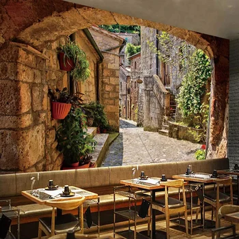 Po meri 3D Ozadje Freske Evropska Mesta Street View Photo Steno Papir, Kuhinja, Dnevna Soba, Restavracija Doma Dekoracijo Slikarstvo