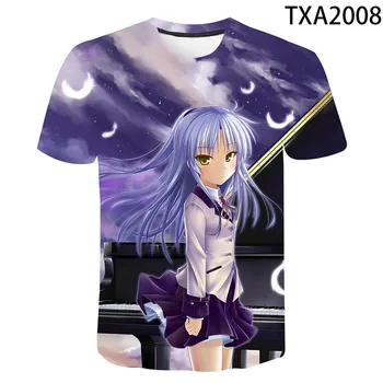 Poletje Anime Angel Beats T-shirt za Moške, Ženske, Otroke Kul Fantje Dekleta 3D Tisk T-shirt Moda Priložnostne T-shirt Vrhovi