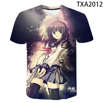 Poletje Anime Angel Beats T-shirt za Moške, Ženske, Otroke Kul Fantje Dekleta 3D Tisk T-shirt Moda Priložnostne T-shirt Vrhovi