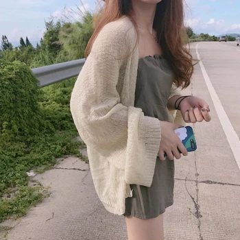 Poletje moda, oblačila, pletene cardigan pulover ženski šal dolgo sleeved tanke klimatizirane majica ženska tanke pletene cardigan