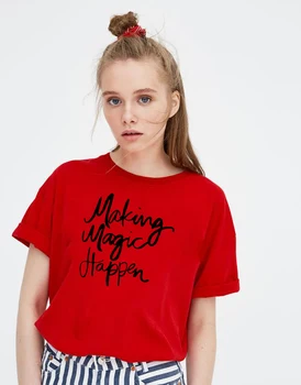 Poletje Moda, zaradi Česar Čarobno Zgodi Ženske T Shirt Pismo Tiskanja Tumblr Grunge Grafični Tees Femme Kratek Rokav T-shirt Oblačila