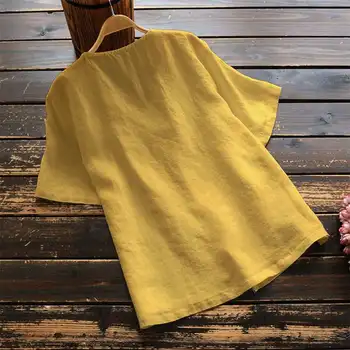 Poletne Majice Plus Velikost Tunika Vrhovi ZANZEA 2021 Elegantne Ženske Cvetlični Bluzo Priložnostne Tiskane Majice Ženske O Vratu Blusas Srajca