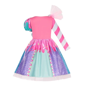 Poletni Otroški Karneval Sweet Candy Girl Obleke Frock Deklica Rojstni dan Modno Mavrico Tutu Obleko z Hairband Otrok Stranka Obleke