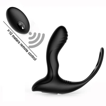 Polnjenje prek kabla USB z vibriranjem Obroč Moškega Spola Igrače Ogrevanje Prostata Massager za Človeka, 10 Hitrostih z Brezžičnim Daljinskim Plute Analni Butt Plug