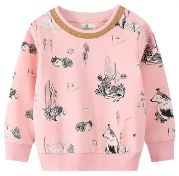 Pomlad Jesen Dekleta Dolgo Sleeved Bombaž Živali, Tiskanje Baby Priložnostne Puloverju Sweatshirts Otroška Moda Šport Top Majice