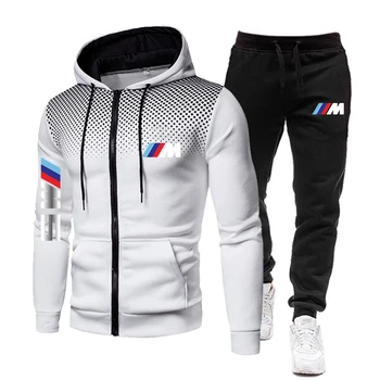 Pozimi moška Oblačila za Moške Določa BMW M Tiskanje Hoodie Nastavite Runo Zadrgo Majica Priložnostne Šport Sweatpants Mens Trenirke 2020