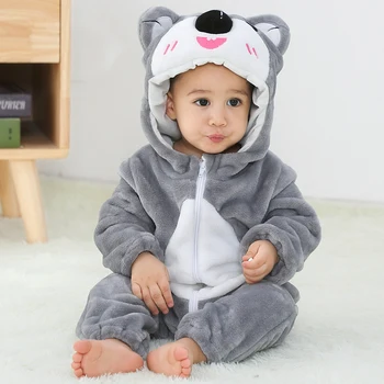 Pozimi Novorojenčka Oblačila Romper Baby Jumpsuit Živali Hooded Pižamo Koala Panda Kostum Fantje Dekleta Kombinezoni Oblačila Za Malčke