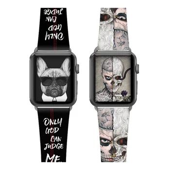 Pravega Usnja Za Apple Gledati Serije 4 Slikarski Slog Watch Band Za Apple Gledati Serije 1 2 3 Watch Trak Watchbands 38 mm 42mm
