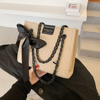 Predalčni Kvadratnih Velike Tote vrečko 2020 Moda New Visoke kakovosti PU Usnja Ženske Oblikovalec Torbici Verige Ramenski Messenger Bag