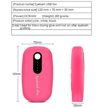 Prenosni USB Mini Ventilator Trepalnic Sušilnika Zraka, Puhala Lepilo, Hitro Suhe Lažno Oko Trepalnico Razširitev Maskara za Lase Ličila Orodja 3 Barve ventilatorji
