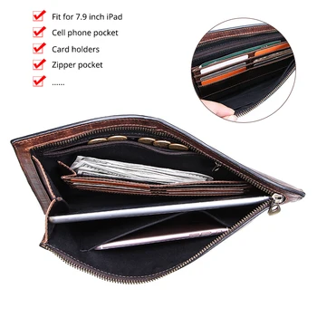 Pridružen Nori Konj usnja moške Sklopka vrečko Poslovne kreditne kartice denarnice kovanec torbico vintage Sredstev torbice za 7.9 v iPad