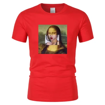 Priložnostne Kuso Mona Lisa Majica s kratkimi rokavi ženske Visoke Kakovosti hip hop unisex majica s kratkimi rokavi moški Oblačila bombaža, Kratek Rokav 13 barv CT06059