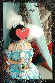 Princesa čajanka sweet lolita obleko letnik čipke bowknot srčkan tiskanje viktorijanski obleko kawaii dekle gothic lolita op loli cos