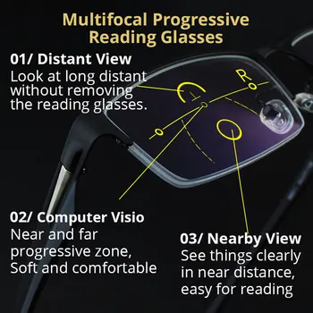 Progresivna Multifokalna Branje Očala Okvirji Moških Photochromic Sončna Očala Kameleon Objektiv Kovinski Pravokotni Okvir Očala