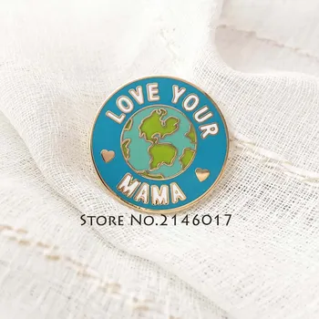 Prosimo, Da Shranite Zemlje Globalno Segrevanje Težko Emajl Zatiči Broška Ljubezen Vaša Mama Mama River Pin Varstvo Okolja Kovinski Značko