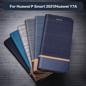 PU Usnje Denarnice Primeru Za Huawei P Smart 2021 Poslovni Telefon Primeru Za Huawei Y7A Knjige v Primeru Mehke Silikonske Zadnji Pokrovček
