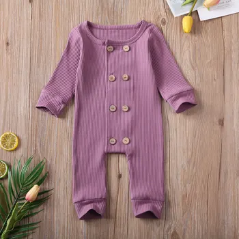 Pudcoco Novorojenega Dojenčka Baby Boy Girl Romper Playsuit Hlače Obleko Dvojno Zapenjanje Dolg Rokav 3-24M Jumpsuit 2020 povsem Novo Prodaje