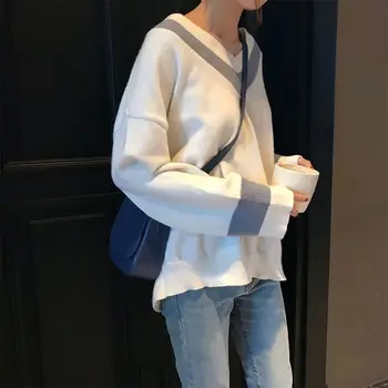 Pulover Ženske, ki je Nov v korejskem Slogu Svoboden College-Slog Hipster Pulover Pleten Top Dno Majica
