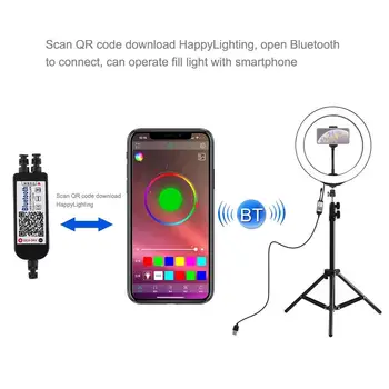 PULUZ 10 inch 26 cm RGBW LED Selfie Obroč Svetlobe Video Vlogging &Nastavek za Stojalo Živo Kompleti z Daljinskim upravljalnikom in Telefonske Klešče