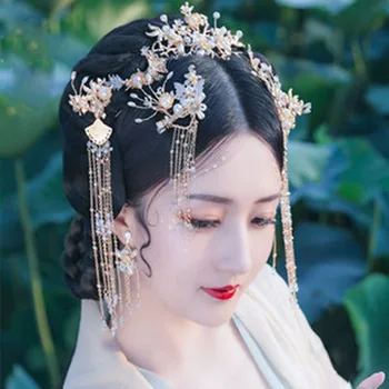 QIANJI Kitajski Hanfu headdress nevesta celoten sklop ostra kažejo, Ig tassel ostra starinsko pribor za lase z dodatki