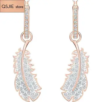 QSJIE Visoke kakovosti SWA klasična moda electroplate vdelan cirkon Pero Uhani Glamurozno modni nakit