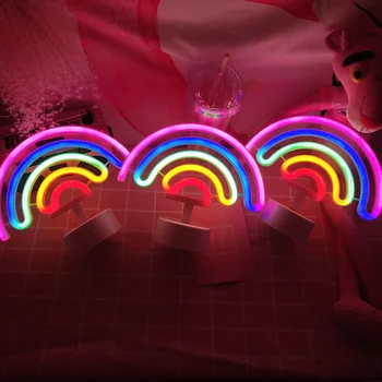 Rainbow Unicorn Neon Led Nočna Lučka za Dekleta Spalnica Toplo Noč Svetlobe Soba Dekoracijo 3d Akril Tabela Namizno Svetilko Darila