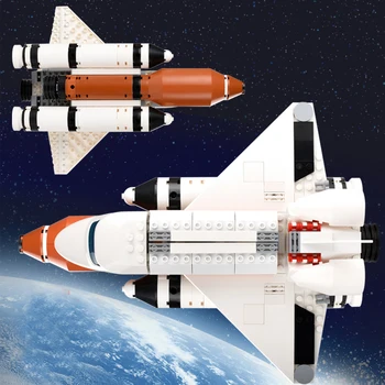 Raketni gradniki Vesoljske Postaje Saturn Mesto Shuttle Sat Astronavt Slika Človek Opeke Nastavite Otroci Igrače darilo