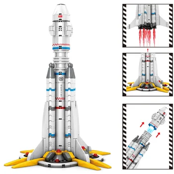Raketni gradniki Vesoljske Postaje Saturn Mesto Shuttle Sat Astronavt Slika Človek Opeke Nastavite Otroci Igrače darilo