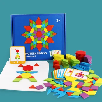 Razvoj Lesenega Geometrijske Oblike Igrače 155 KOS Sestavljanke Izobraževalne Igrače za Otroke, Ustvarjalne Igre Sestavljanke Učenja Otroci