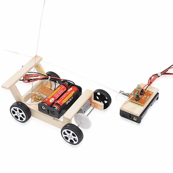 RC Avto Set Pripomočkov za Poučevanje Preizkus Modela Otrok Fizika Lesene Brezžični Nadzor Vozila Izobraževalne Igrače Znanost DIY Sestavite