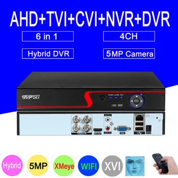 Rdeča Plošča H. 265+ XMeye Hi3520D Auido Zaznavanje Obraza 5MP 4CH 4 Kanalni Video Snemalnik Hibridni 6 v 1 XVI TVI CVI NVR AHD CCTV DVR