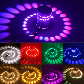 RGB Spirala Luknjo LED Stenska Luč Učinek Stensko Svetilko Z Daljinskim upravljalnikom Pisane Wandlamp Za Stranke, Lobby Bar KTV Doma Dekoracijo