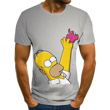 Risanka 3D Tiskanje Simpson Ulične za Moške in Ženske T-shirt Harajuku T-shirt Obleko okoli Vratu Design Teen T-shirt