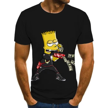 Risanka 3D Tiskanje Simpson Ulične za Moške in Ženske T-shirt Harajuku T-shirt Obleko okoli Vratu Design Teen T-shirt